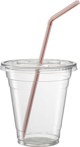 [50 Count] Crystal Clear PET Plastic Flat lids Fits 14, 16, 20, & 24 oz Cups With 98 Diameter for Iced Coffee, Milkshake, Slurpee, Ice cream, Razzle, Slush, Smoothie, Party's, in Kuwait