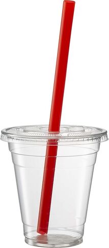 [50 Count] Crystal Clear PET Plastic Flat lids Fits 14, 16, 20, & 24 oz Cups With 98 Diameter for Iced Coffee, Milkshake, Slurpee, Ice cream, Razzle, Slush, Smoothie, Party's, in Kuwait