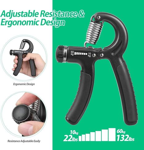Grip Strength Trainer, Hand Grip Strengthener, Adjustable Resistance 22-132Lbs (10-60kg), Forearm Strengthener in Saudi Arabia