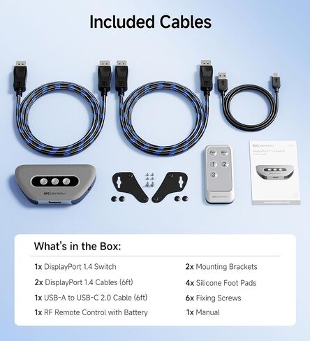 كابل مهم 32.4 جيجابت في الثانية DisplayPort 1.4 Switch مع جهاز تحكم عن بعد، 3 في 1 خارج، يدعم 8K 60 هرتز / 4K 240 هرتز، محول DisplayPort 8K قابل للتركيب على الحائط، وليس محول HDMI أو USB-C in Saudi Arabia