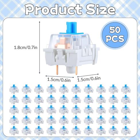 50 PCS Mechanical Keyboard Switches Keyboard Clicker 3 Pin Blue Switch Replacement Keyboards Keys in Saudi Arabia