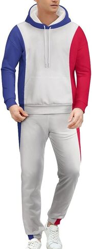 Fattyeery Long Sleeve 3D Funny Print Mens Hoodie Set Sweatpants Ongo,Democratic Republic of The Flag Winter and Autumn Blouse for Unisex Sweatshirt XL in Kuwait