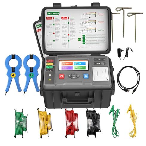 Digital 4-Wire Soil Resistivity Tester with 500 Groups Data Storage Earth Resistance 0.00Ω~300kΩ DC Resistance 0.00Ω~300kΩ Soil Resistivity 0.00Ωm~9000kΩm IEC61010-1 Standard in Saudi Arabia