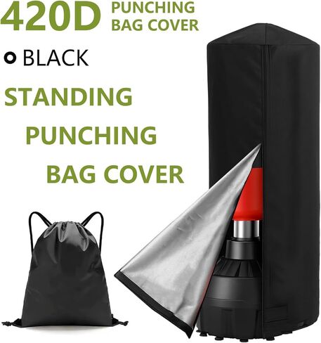 غطاء كيس ملاكمة قائم بذاته، غطاء واقٍ لكيس ملاكمة مقاوم للماء 420D مع حقيبة تخزين حقيبة الظهر لحقيبة الدمية للتدريب القائم بذاته - 70 بوصة ارتفاع × 28 بوصة قطر in Kuwait