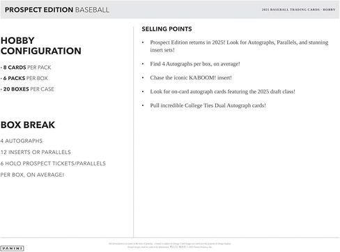 2025 Panini Prospect Edition Baseball Hobby Trading Card Box (4 Autographs Per Box) in Saudi Arabia