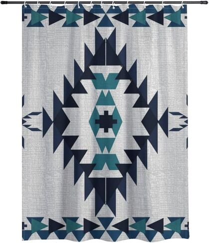 أنماط هندسية لطيف ستارة دش مع السنانير، الصيف ستارة دش المرحاض للماء، قابل للغسل النسيج عطلة متعة الستائر للحمام لحوض الاستحمام ديكور مجردة 60 × 72 في in Kuwait