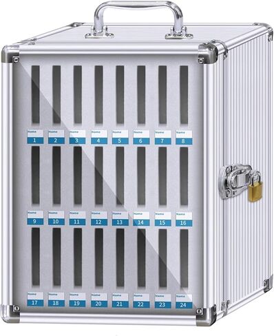 Lockable Phone Storage Box - Aluminum Classroom Phone Organizer Case for Students - Portable Cell Phone Cabinet for School Use (Silver 12) in Saudi Arabia
