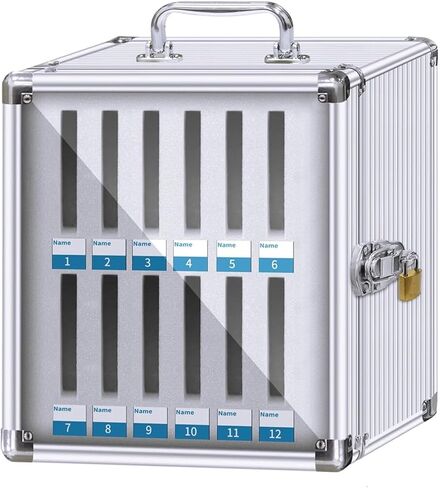 Lockable Phone Storage Box - Aluminum Classroom Phone Organizer Case for Students - Portable Cell Phone Cabinet for School Use (Silver 12) in Saudi Arabia