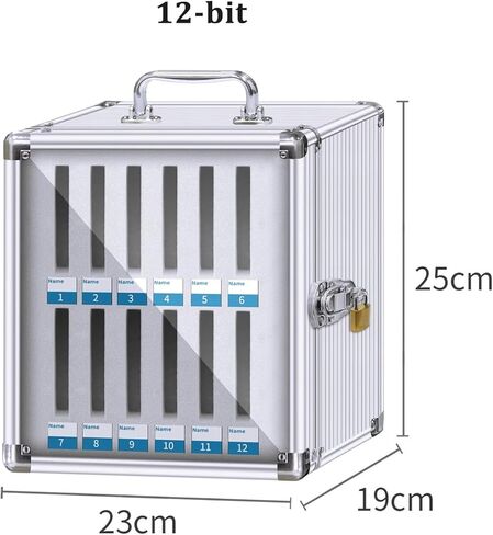Lockable Phone Storage Box - Aluminum Classroom Phone Organizer Case for Students - Portable Cell Phone Cabinet for School Use (Silver 12) in Saudi Arabia