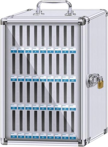 Lockable Phone Storage Box - Aluminum Classroom Phone Organizer Case for Students - Portable Cell Phone Cabinet for School Use (Silver 12) in Saudi Arabia