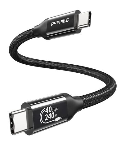 Silkland USB C Monitor Cable, 40Gbps Data Transfer, 8K/5K@60Hz USB4 for Thunderbolt 4 Cable 6.6FT/2M, 240W PD 3.1 Charging, for iPhone 16, MacBook, iPad, SSD, Docking, Black in Kuwait