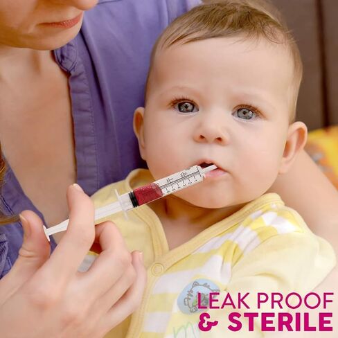 Care Touch 100 Pack 5 ml Syringes Without Needle - Disposable Oral Syringe with Luer Slip Tip - Liquid Medicine Syringes for Children, Babies, Infants, Pets - Individually Wrapped and Leak Resistant in Kuwait