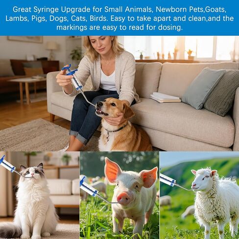 محاقن غمر/تغذية 50 مل، مع فوهة جرعة قابلة للتعديل، حقنة تغذية قابلة لإعادة الاستخدام للأغنام والكلاب والماعز والخنازير والقطط ومستلزمات تغذية الحيوانات الصغيرة in Kuwait