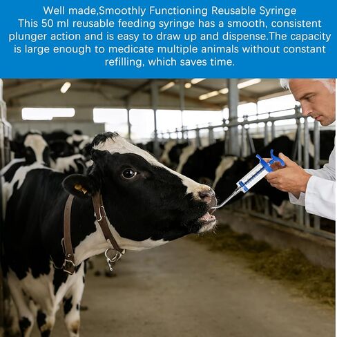 محاقن غمر/تغذية 50 مل، مع فوهة جرعة قابلة للتعديل، حقنة تغذية قابلة لإعادة الاستخدام للأغنام والكلاب والماعز والخنازير والقطط ومستلزمات تغذية الحيوانات الصغيرة in Kuwait