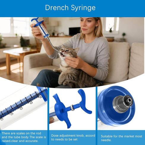 محاقن غمر/تغذية 50 مل، مع فوهة جرعة قابلة للتعديل، حقنة تغذية قابلة لإعادة الاستخدام للأغنام والكلاب والماعز والخنازير والقطط ومستلزمات تغذية الحيوانات الصغيرة in Kuwait