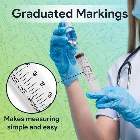 حقنة فيفث بالس 75 مل بدون إبرة - 25 عبوة من المحاقن المغلفة بشكل فردي - جيدة للاستخدام الطبي والمختبر العلمي والاستخدام المنزلي والمزيد - محاقن معقمة بقفل لور، شفافة in Kuwait