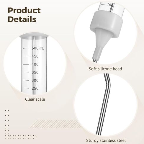 yeesport Veterinary Metal Feeding Gun, 500 ml Oral Drencher for Livestock, Long Handle Dosing Syringe with Curved Nozzle, Adjustable Dose Injector for Cattle Pigs Sheep Horses in Saudi Arabia