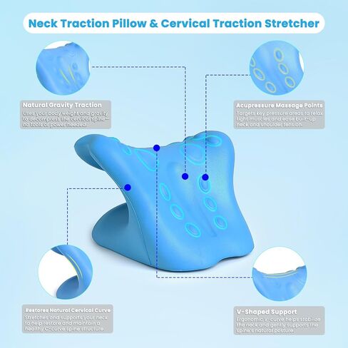 جهاز جر عنق الرحم، مصحح حدبة الرقبة لتخفيف آلام المفصل الفكي الصدغي وتخفيف آلام الكتف، استرخاء الرقبة والكتف، وسادة مريحة لآلام العمود الفقري (أزرق) in Kuwait