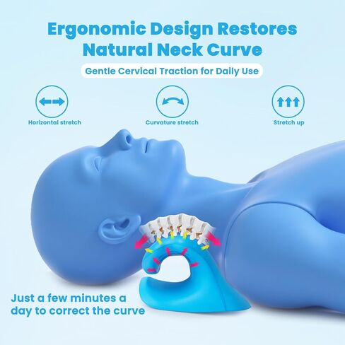 جهاز جر عنق الرحم، مصحح حدبة الرقبة لتخفيف آلام المفصل الفكي الصدغي وتخفيف آلام الكتف، استرخاء الرقبة والكتف، وسادة مريحة لآلام العمود الفقري (أزرق) in Kuwait