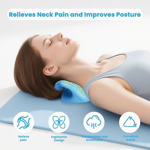 جهاز جر عنق الرحم، مصحح حدبة الرقبة لتخفيف آلام المفصل الفكي الصدغي وتخفيف آلام الكتف، استرخاء الرقبة والكتف، وسادة مريحة لآلام العمود الفقري (أزرق) in Kuwait