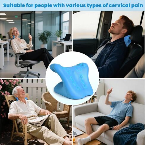 جهاز جر عنق الرحم، مصحح حدبة الرقبة لتخفيف آلام المفصل الفكي الصدغي وتخفيف آلام الكتف، استرخاء الرقبة والكتف، وسادة مريحة لآلام العمود الفقري (أزرق) in Kuwait
