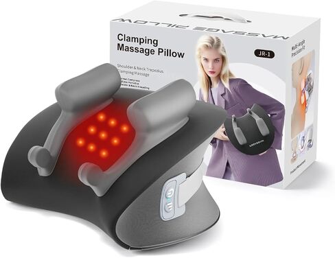 Shiatsu Neck Massager with Heat, Cordless Portable Cervical Traction Device with 10-Minute Timer for Full Body Muscle Pain Relief, Electric Deep Tissue Kneading Massage Pillow(Black) in Saudi Arabia