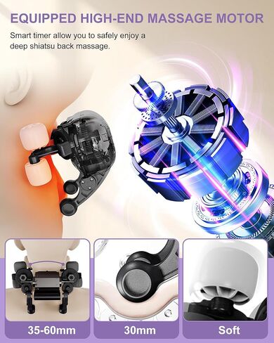 Shiatsu Neck Massager with Heat, Cordless Portable Cervical Traction Device with 10-Minute Timer for Full Body Muscle Pain Relief, Electric Deep Tissue Kneading Massage Pillow(Black) in Saudi Arabia