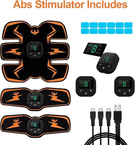 محفز العضلات الإلكتروني، محفز عضلات البطن، محفز عضلات البطن EMS، مدرب العضلات، جهاز USB قابل لإعادة الشحن للبطن/الذراع/الساق، معدات تحفيز عضلات البطن للرجال والنساء، 12 وسادة جل مجانية in Kuwait