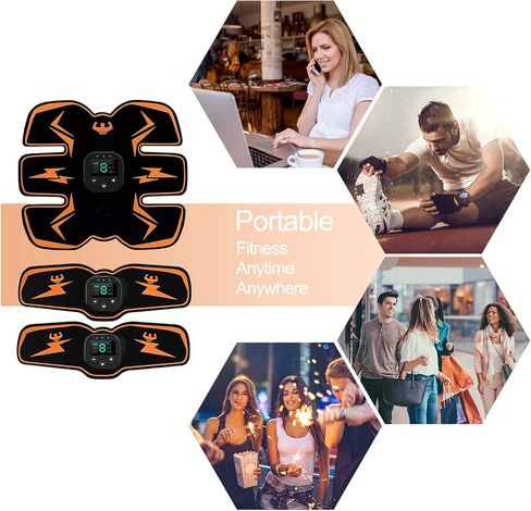 محفز العضلات الإلكتروني، محفز عضلات البطن، محفز عضلات البطن EMS، مدرب العضلات، جهاز USB قابل لإعادة الشحن للبطن/الذراع/الساق، معدات تحفيز عضلات البطن للرجال والنساء، 12 وسادة جل مجانية in Kuwait