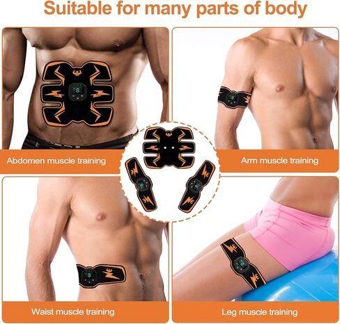محفز العضلات الإلكتروني، محفز عضلات البطن، محفز عضلات البطن EMS، مدرب العضلات، جهاز USB قابل لإعادة الشحن للبطن/الذراع/الساق، معدات تحفيز عضلات البطن للرجال والنساء، 12 وسادة جل مجانية in Kuwait