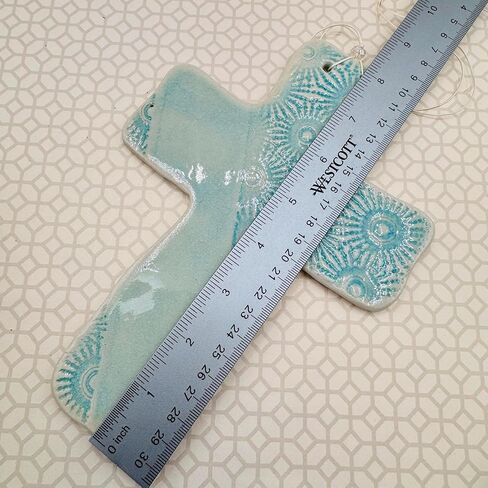 الصليب الفيروز المزجج 7 بوصات ، مصنوع يدويًا في الولايات المتحدة الأمريكية ، هدية الذكرى السنوية التاسعة في الفخار in Kuwait