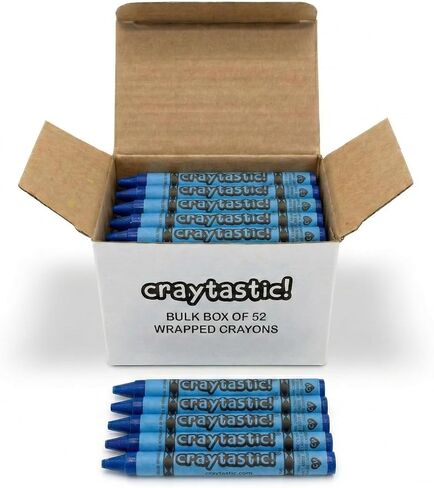Craytastic! Bulk Wrapped Crayons Box of 52 (RED) for Crafting, Parties, Kids - Paper Wrapped - Safety Tested Compliant with ASTM D-4236 in Kuwait