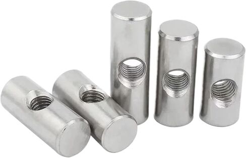 Barrel nut, 304 Stainless Steel Barrel Bolts Cylindrical Pin Dowel Cross Hole Hammer Embedded Nut for Wood Furniture Accessories(M6x28 OD10mm (5pcs)) in Saudi Arabia
