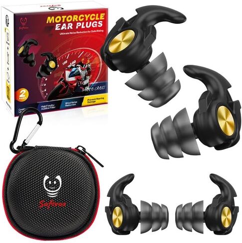 Motorcycle Ear Plugs with Magnetic Lanyard, Wind Noise Reduction Keep Comms Clear & Comfy Under Helmet, 27dB Reusable Earplugs for Motorbike, Touring, Racing, Riding - 2 Sizes Hearing Protection in Kuwait