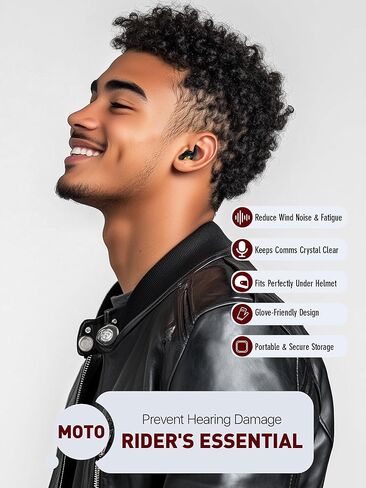 Motorcycle Ear Plugs with Magnetic Lanyard, Wind Noise Reduction Keep Comms Clear & Comfy Under Helmet, 27dB Reusable Earplugs for Motorbike, Touring, Racing, Riding - 2 Sizes Hearing Protection in Kuwait