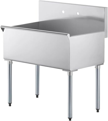 36" x 24" x 14" Stainless Steel Utility Sink with 8 3/4" Backsplash – 16-Gauge 430 Freestanding Commercial Prep & Wash Sink for Restaurants, Cafes, Bars, Foodservice Kitchens in Kuwait