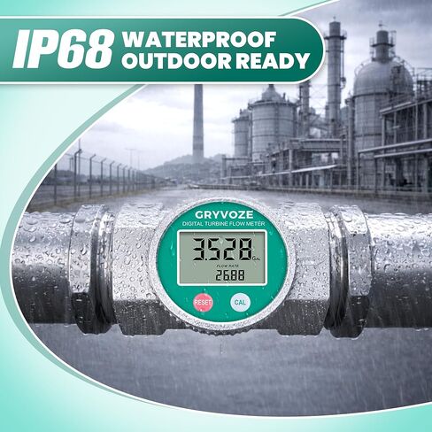 Waterproof 3 Inch Water Flow Meter, 16-343 GPM Digital NPT Flowmeter with EMI Protection for Diesel, Gasoline, Pool, Hydrant, Fire Truck and Oil Tanker, ±1% Accuracy in Kuwait
