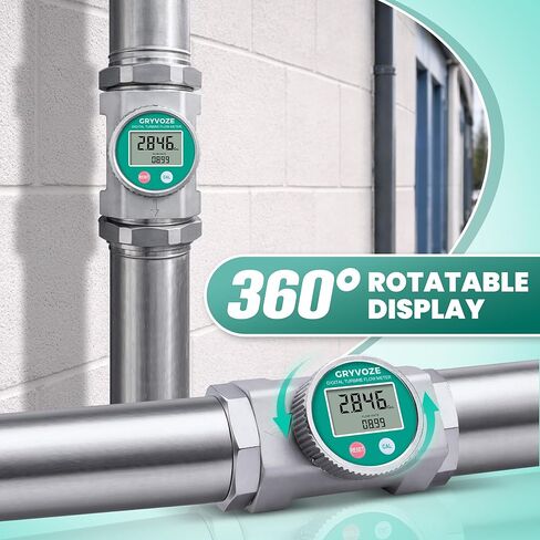 Waterproof 3 Inch Water Flow Meter, 16-343 GPM Digital NPT Flowmeter with EMI Protection for Diesel, Gasoline, Pool, Hydrant, Fire Truck and Oil Tanker, ±1% Accuracy in Kuwait