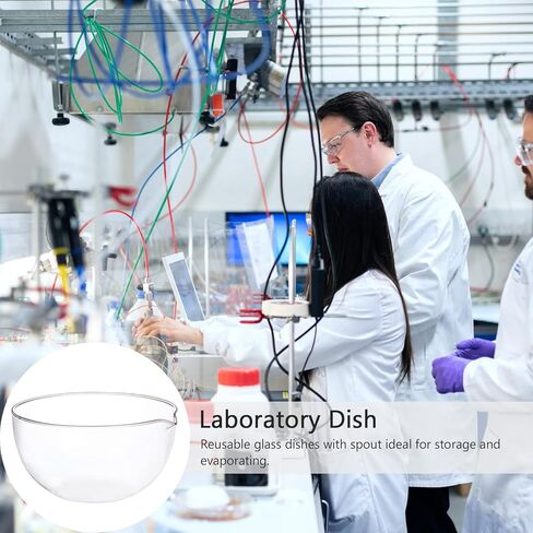 Glass Evaporation Dish Flat Bottom 90mm with Spout Laboratory Evaporating Basin Reusable Glass Evaporation Tool for Chemistry Lab Use in Saudi Arabia