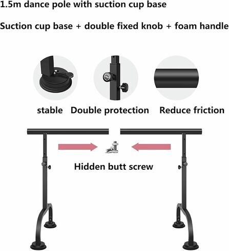 Adjustable Freestanding Dance Bar with Suction Cups for Heavy-Duty Support in Home Studio and Professional Practice in Saudi Arabia