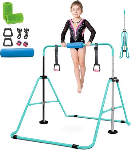 SUDOO Foldable Gymnastics Bar for Kids, Adjustable 35"-51" Training Kip Bar, Multi-Use Horizontal Bar, Home Gymnastics Equipment in Kuwait