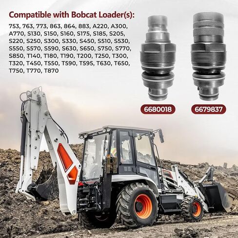 6679837 6680018 Hydraulic Flat Face Quick Coupler Male & Female Quick Connect Thread Φ46mm Compatible with Bobcat 753-883 A220 - A770 S130 - S770 T140 - T870 in Saudi Arabia