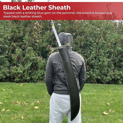 MedievalDepot One Peice Dracule Mihawk Yoru Sword Replica - Overall 46" - Blackened Carbon Steel Blade - Ornate Gem Guard - Cosplay & Collectible in Kuwait