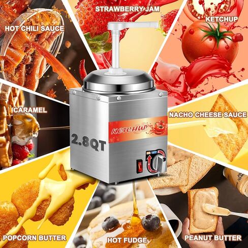 موزع جبن الناتشو، 2.8 كيو تي، موزع حلوى حلوى ساخنة تجارية لتدفئة جبن الناتشو، مع مضختين و8 ملصقات in Kuwait