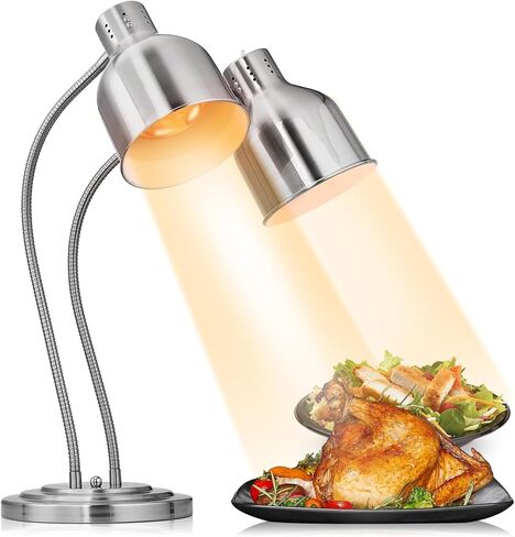 Winado Food Heating Lamp, 2x250W Commercial Food Heat Lamp, Stainless Steel Catering Food Warming Lamp Restaurant Equipment for Restaurant Kitchen Cafeteria, Silver in Kuwait