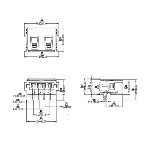 fengpeng 20/50pcs Female Warp Edge Type AF USB 2.0 DIP 4Pin Socket Jack Connector Plug with Cover Welding Wire Adapeter 90(Style 1,50 Piece) in Kuwait