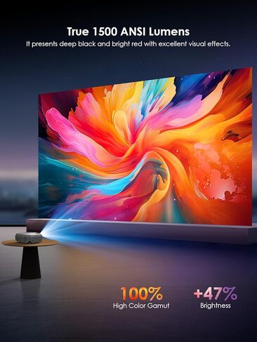 Jowhick Projector مع WiFi و Bluetooth ، جهاز عرض أفلام محمول محمول 1080 بكسل ، 50 ٪ -100 ٪ Zoom ، 400 بوصة ، عرض 4K متوافق مع HDMI/USB/PC/TV/PS5/DVD/Android/iOS in Kuwait