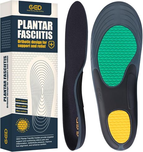 نعال التهاب اللفافة الأخمصية للرجال - حشوات تقويم العظام من ألياف الكربون GED مع دعم القوس والكعب، وامتصاص الصدمات وتخفيف الضغط - تناسب أحذية وأحذية العمل (الولايات المتحدة 9-13.5) in Kuwait