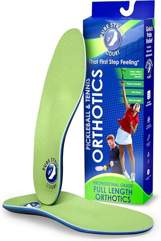 Pure Stride Pickleball & Tennis Court Orthotics – Full-Length Foot Support for Plantar Fasciitis, Heel Pain, Metatarsalgia – Arch Relief for Men & Women – Athletic Shoe Comfort, M 5-5.5 / W 7-7.5 in Kuwait