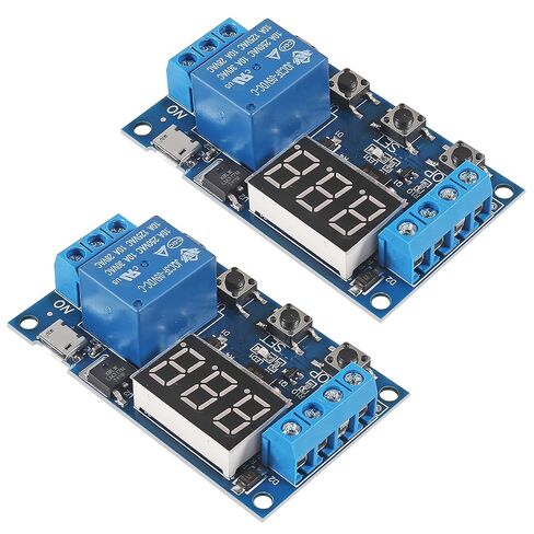 2pcs DC 6-30V Timer Relay Programmable Time Delay Relay Module Cycle Timer with LED Display Support Micro USB 5V Power Supply, Smart Home Controller in Saudi Arabia